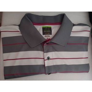 Greg Norman Shark Men Polo shirt Golf short sleeves Grey White Burgundy XL